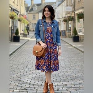 LuLaRoe Amelia Boho Floral Fit & Flare Midi Dress